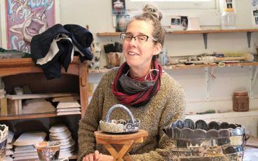Susan Feagin welcomed friends, neighbors and newcomers to the Speckled Dog Pottery. (MNJ photos/Rachel Hoskins) 
