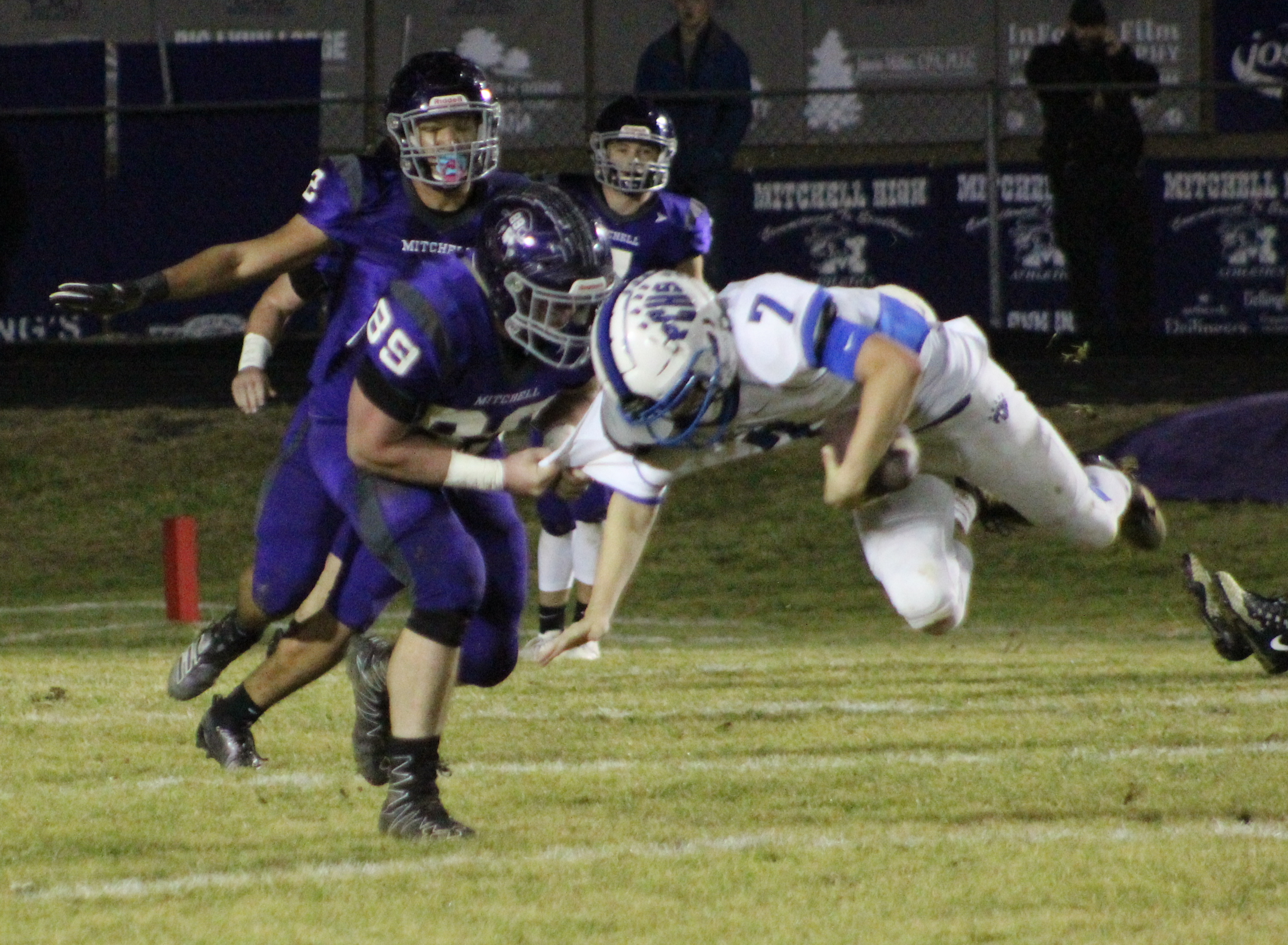 Mitchell junior Cole Sparks slings down Polk quarterback Bryce Jergensen Friday, Nov. 22, during the Mountaineers’ 28-0 over the Wolverines in the second round of the North Carolina High School Football Class 1AA playoffs. (MNJ/Brandon Roberts)