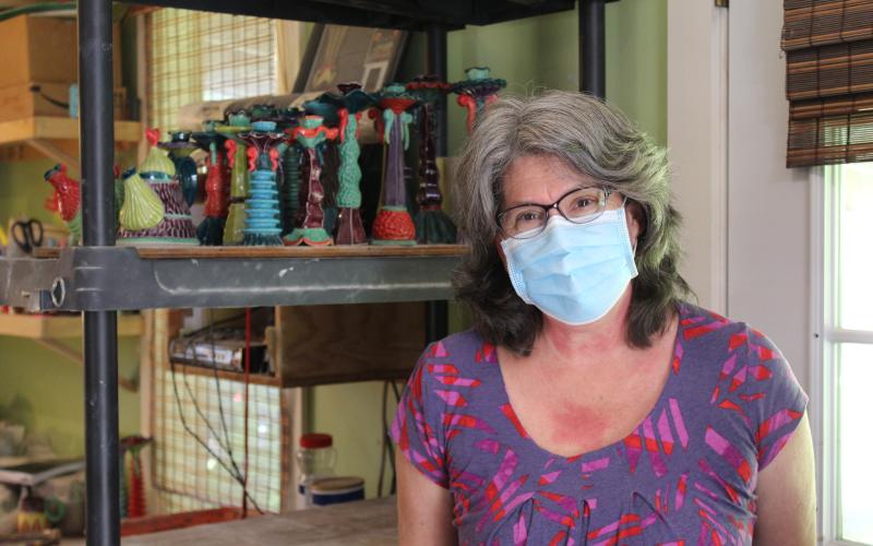 MNJ Photos/ Juliana Walker: Jenny Lou Sherburne has had to adapt and turn to the internet to try and sell her artwork.