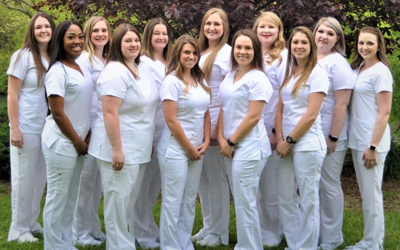 Front row (left to right): Ra’naa Gray, Autumn Staubitz, Brandy Laws, Hanah Evans, and Tiana Thomason. Back row (left to right): Catherine Honeycutt, Whitney Harding,  Tabithia Shelton, Brittney Hughes, Brooke Buchanan, Jesse Miller, and Faith Stewart. (Photo submitted by Faith Stewart)