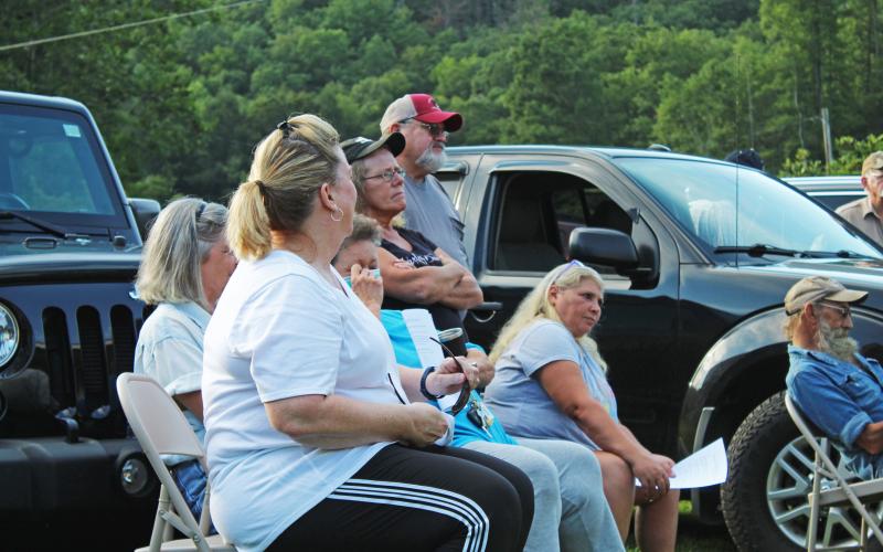 Attendees of the special commissioners meeting in Poplar listen to an address from a speaker. About 100 people showed up at the community meeting, which was held to discuss a possible designation of a portion of the Nolichucky River as a component of the National Wild and Scenic Rivers System. (MNJ Photo/Juliana Walker)