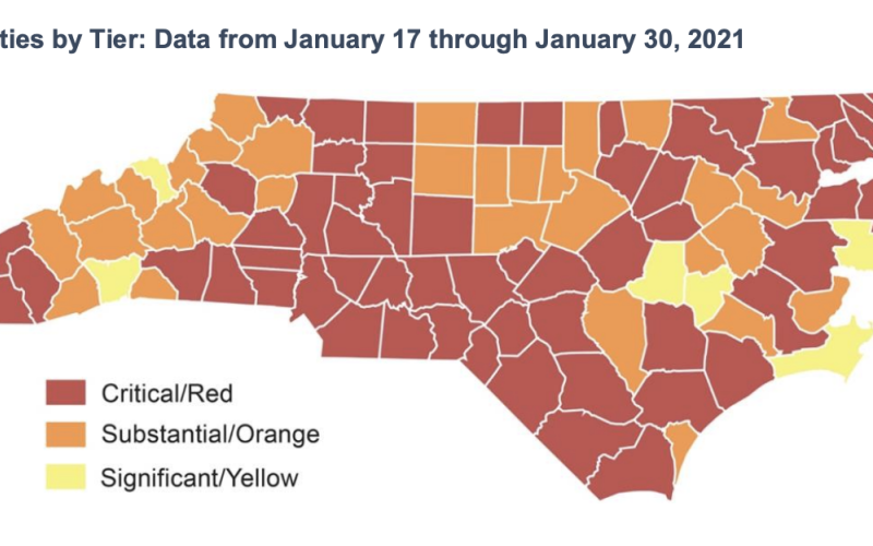 As of Jan. 30, Mitchell County is no longer considered a ‘red tier’ county by the North Carolina Department of Health and Human Services. The county is now classified as ‘yellow tier’ meaning there is significant community spread. (NCDHHS)