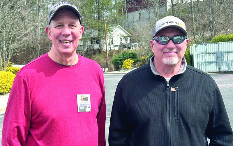 MNJ photo/Sarah Quintas. Dale Blevins (left) and Lee Ellis (right) on Super Tuesday.