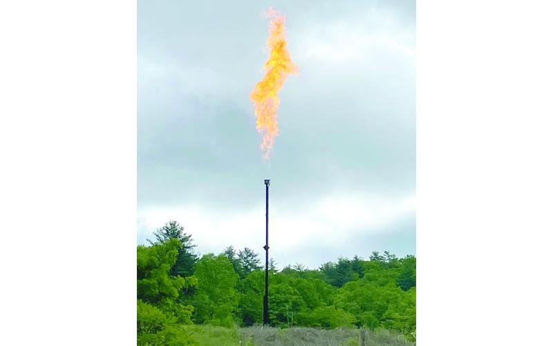 MNJ photo/Sarah Quintas. A flare stack in use during routine maintenance operations by Piedmont Natural Gas.