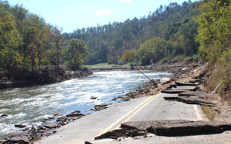 MNJ photo/Mariel Williams.  State Hwy. 197 is completely washed out north of Green Mountain. There are smaller washouts south of the township, making travel in and out somewhat dangerous.