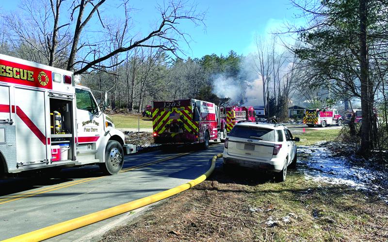 MNJ Photo/Mariel Williams.  Six fire departments responded to a house fire off of Humpback Mountain Road Friday, but the structure could not be saved.