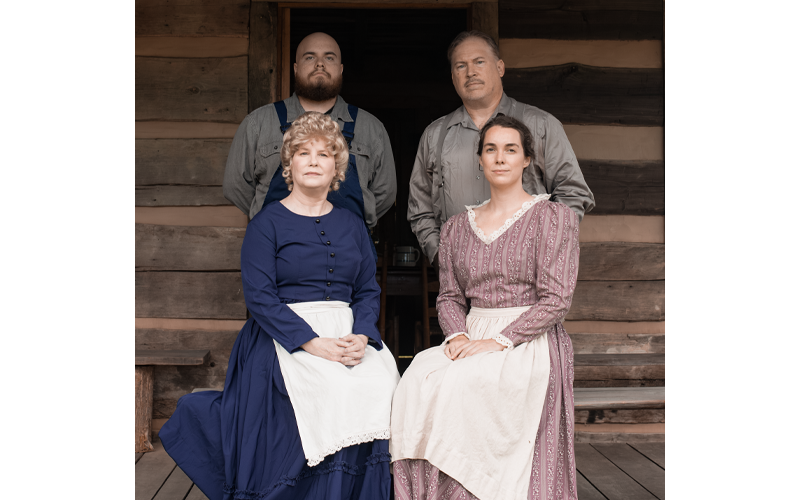 Submitted photo.  The cast of “Bloodletting In These Hills” includes, left to right front, Karen Covington-Yow and Mary Weisgerber; back, Raiter Montgomery and Mike Yow.