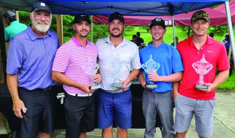 Billy Graham Evangelistic Association Executive Vice President Ken Karun with first flight tournament winners Lane Rosenfield, Neal Kepner, Alex Pittman and Nick Westmoreland. (Photo by Rocky Branch)