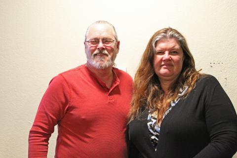 Mark Riley and Jeanne Sabo, owners of Gustoso, the soon to come European restaurant in downtown Spruce Pine, pose for a photo. The two said the restaurant will feature only takeout at first, which they hope can begin in early February, with the opening of dine-in to come later. (MNJ photo/Juliana Walker)