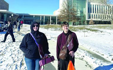 Photo submitted. Dayln Bullard and Eilidh Winters, talented members of the Mitchell High School band, during their participation in the prestigious Virginia Tech honor band event in January. 