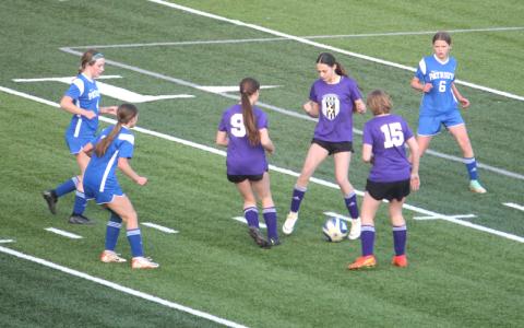 The girls soccer team has a record of 4-5.