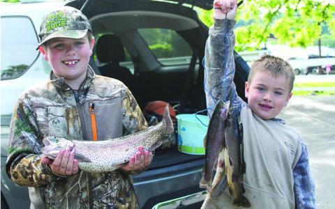 MNJ Photos/Sarah Atkins. Colten Phillips, right, and brother Brayden Phillips proudly show off their catch.