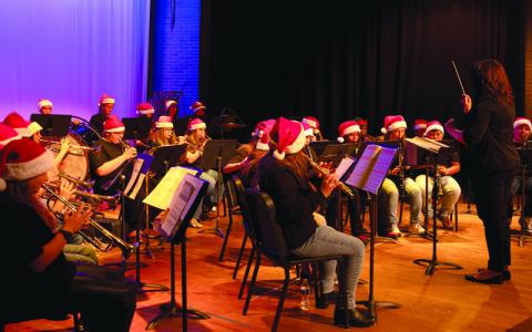MNJ photo/Sarah Atkins.  The Mitchell Middle and High School Bands perform Christmas songs for friends and family.