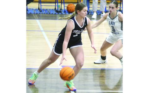 Photos/Stephanie Warren. Piper Cook drives for a basket in a Mitchell High School versus Unicoi County High School game.