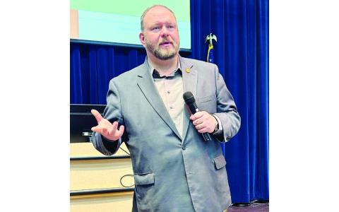 MNJ Photo/Noreen Nickolas.  State Sen. Ralph Hise speaks at the Helene Economic Impact Forum.