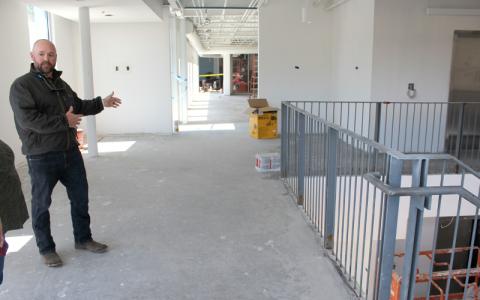 MNJ Photos/Mariel Williams.  Trey Oakley, CEO of Williams YMCA of Avery County, explains the plan for the new facility in Spruce Pine.