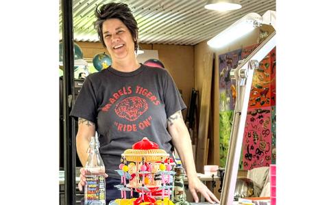 MNJ Photo/Steffen Silvis.  Artist Anne Lemanski works in her Spruce Pine studio.