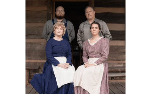 Submitted photo.  The cast of “Bloodletting In These Hills” includes, left to right front, Karen Covington-Yow and Mary Weisgerber; back, Raiter Montgomery and Mike Yow.