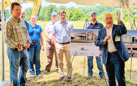 MNJ Photo/Steffen Silvis. Mountain Community Health Partnership held a groundbreaking ceremony for a new facility Friday. (Above)  Director of Grants and Business Development Jamie McMahan praises the project’s partners.