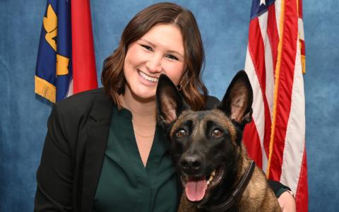 Submitted photo.  SBI Agent Sarah Robinson often works with her K-9 partner, Kiraa, a human remains detection dog.