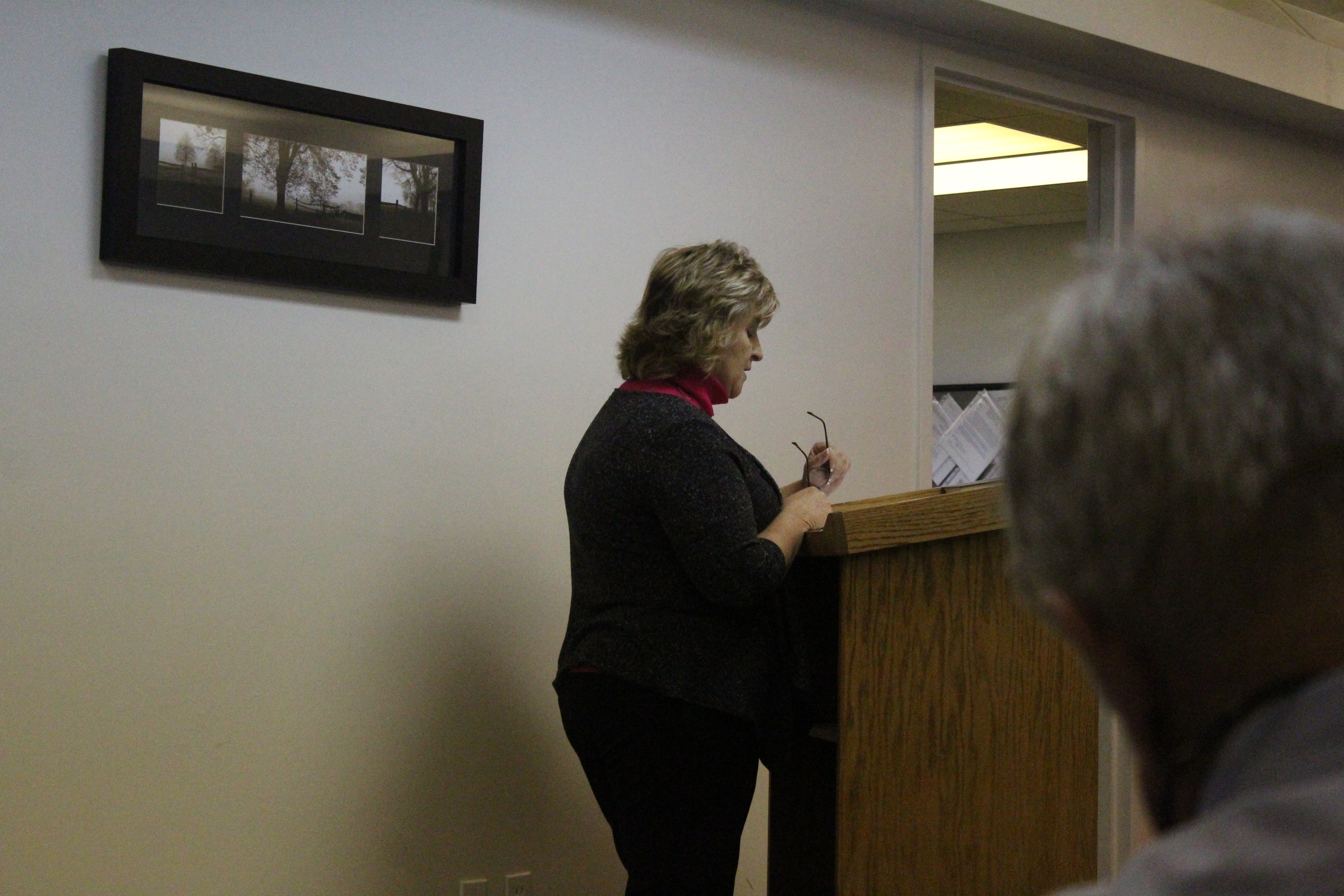 Sharon Gillespie of Young, Miller & Gillespie Public Accountants in Spruce Pine presented her findings to the board and said the county received an unmodified, or clean, audit. (Brandon Roberts/MNJ)