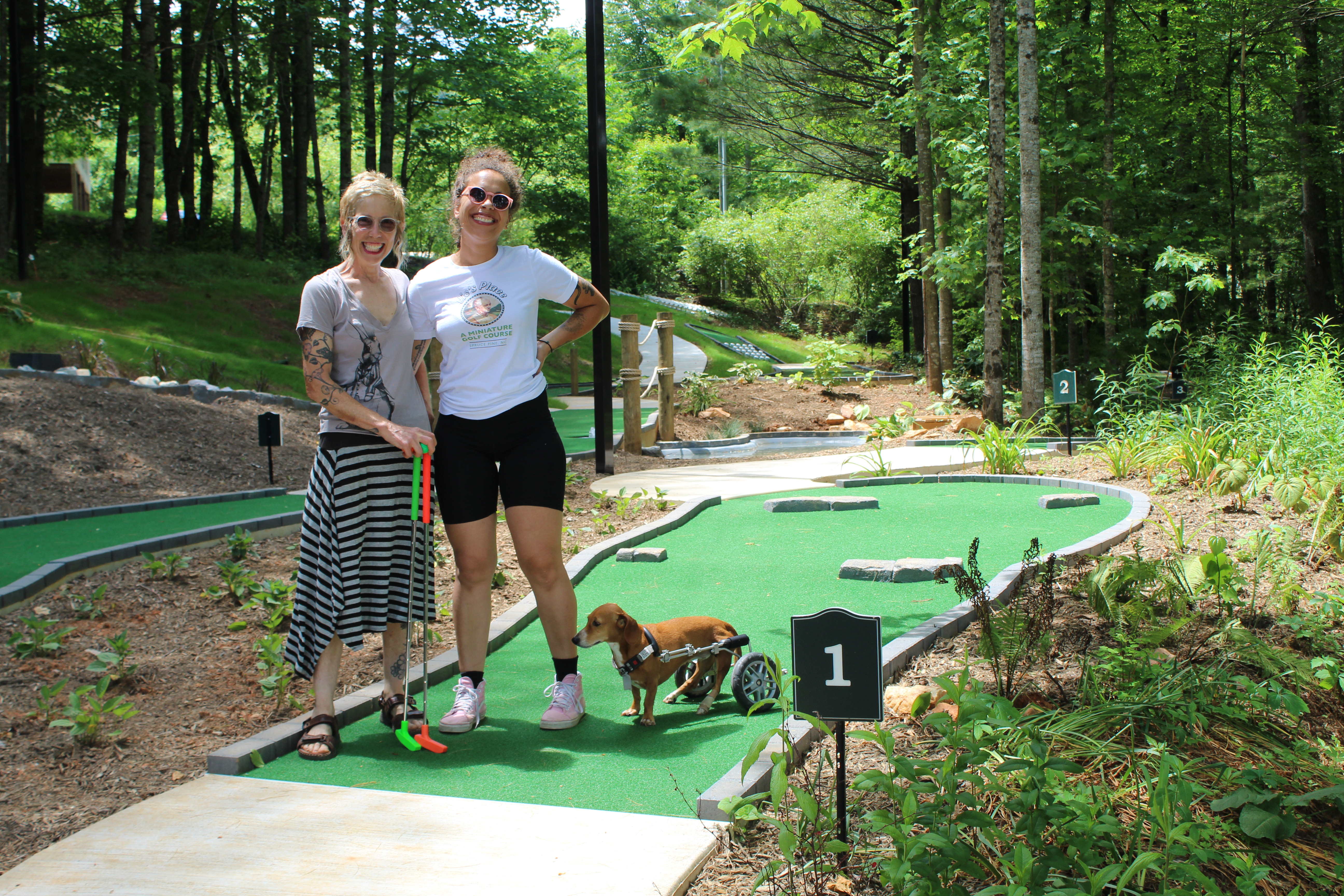 Kim and Logan Oberhammer at Vic's Place Mini Golf Course.