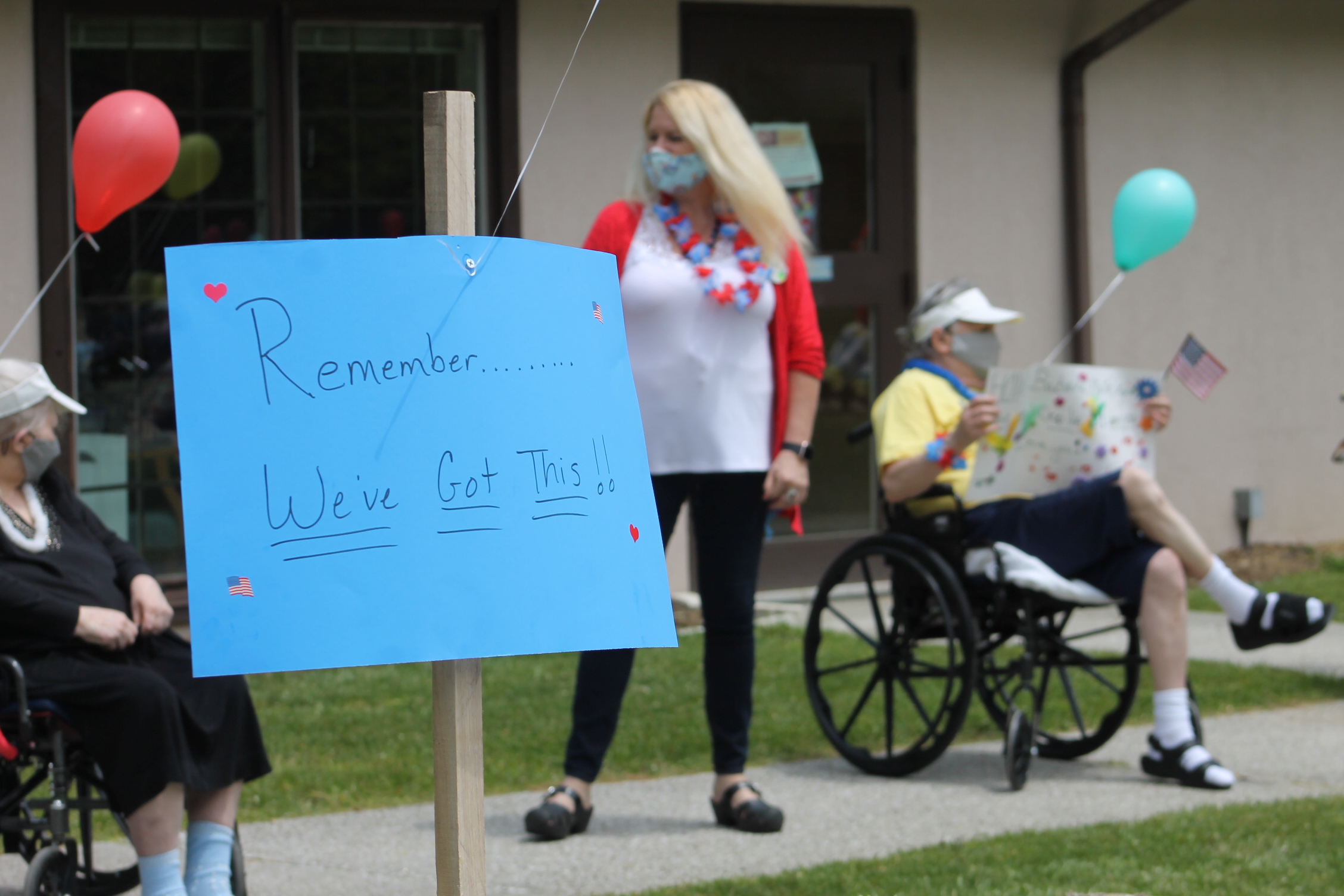 Positive posters like this one which reads "Remember... We've got this!" appeared around the Brian Center during the parade on May 14. (Photos by Juliana Walker/MNJ)
