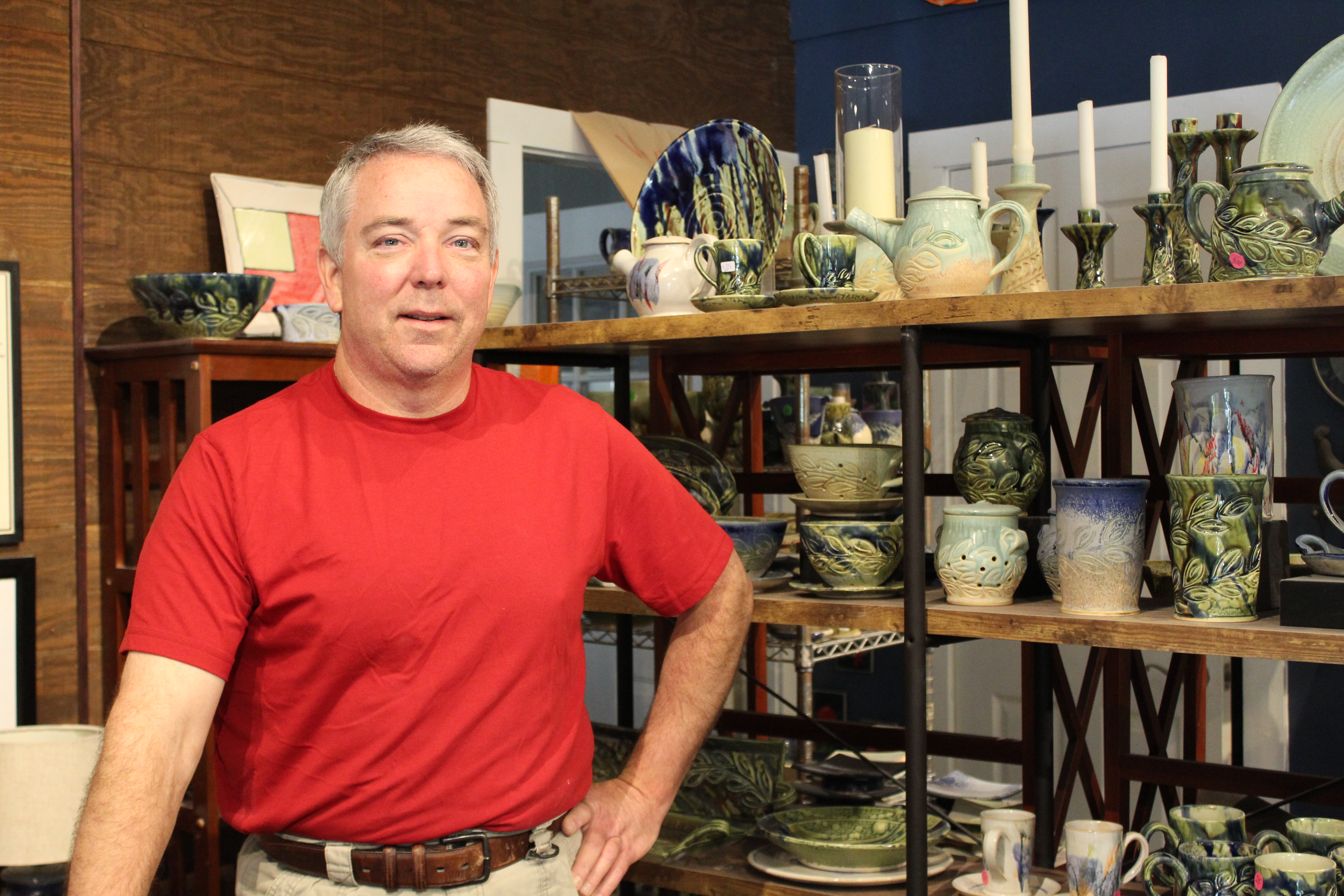 MNJ Photos/ Juliana Walker: Robbie Bell, owner of Speckled Dog Pottery, said he has sold a decent amount of his work online during the past three months.