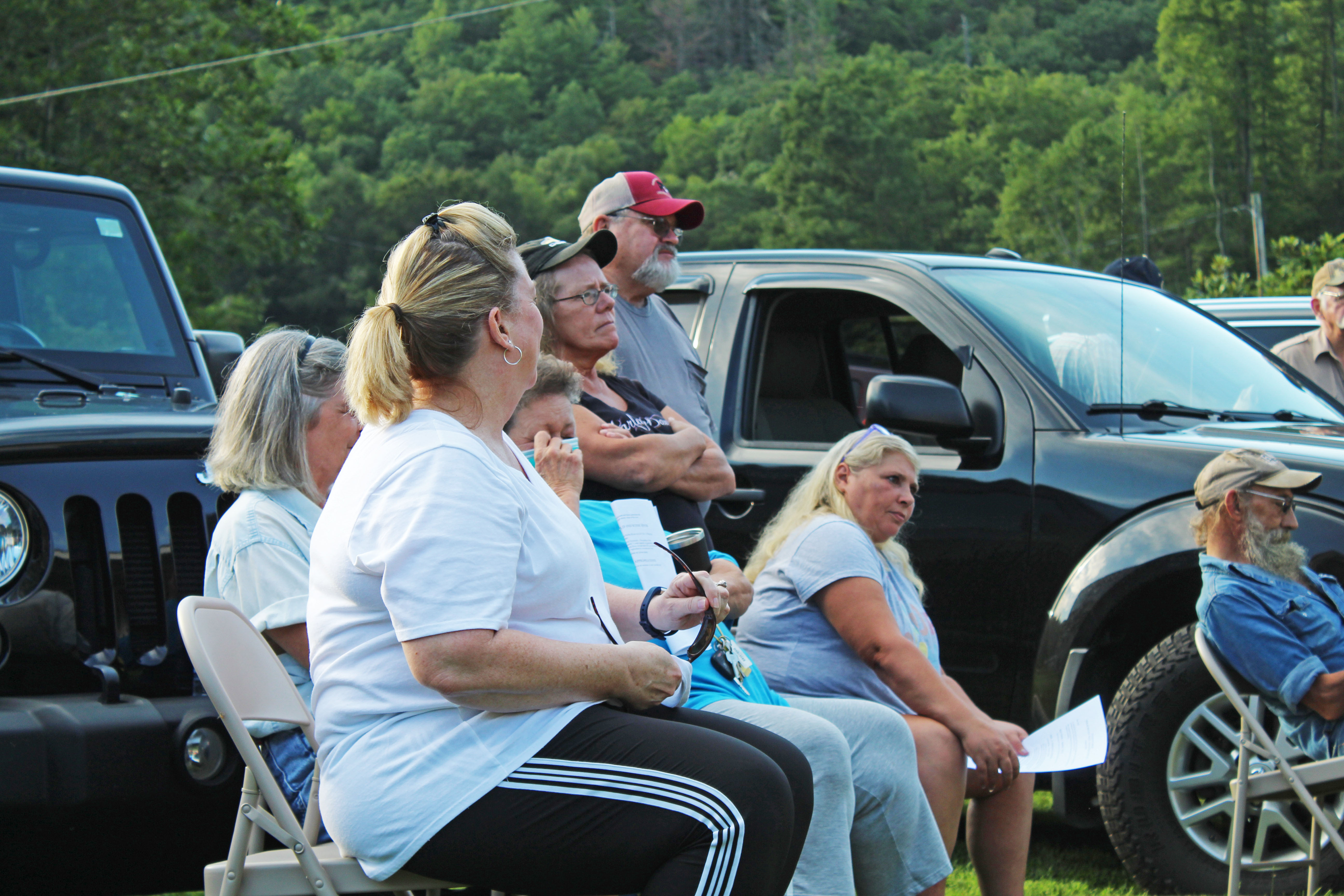 Attendees of the special commissioners meeting in Poplar listen to an address from a speaker. About 100 people showed up at the community meeting, which was held to discuss a possible designation of a portion of the Nolichucky River as a component of the National Wild and Scenic Rivers System. (MNJ Photo/Juliana Walker)