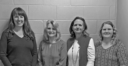 Members of the Mayland Community College S.O.A.R program team pose for a group photo. Pictured, from the left, is Dora Smith (counselor), Debbie Stafford (director), Maria Braswell (counselor) and Debra Cagle (administrative assistant). (Photo courtesy of MCC)